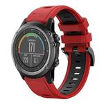For Garmin Fenix 3 Sapphire 26mm Two-Color Sports Silicone Watch Band(Red+Black)
