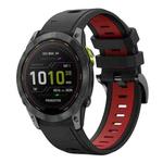 For Garmin Enduro 2 26mm Two-Color Sports Silicone Watch Band(Black+Red)