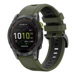 For Garmin Enduro 2 26mm Two-Color Sports Silicone Watch Band(Army Green + Black)