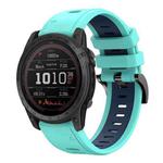 For Garmin TACTIX 7 / 7Pro 26mm Two-Color Sports Silicone Watch Band(Mint Green + Blue)