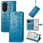 For Huawei Nova 10 Cat and Dog Embossed Leather Phone Case(Blue)