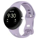 For Google Pixel Watch Water Drop Slimming Butterfly Button Solid Silicone Band(Light Purple)