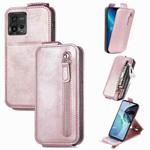 For Motorola Moto G72 Zipper Wallet Vertical Flip Leather Phone Case(Rose Gold)