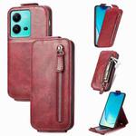 For vivo V25 Zipper Wallet Vertical Flip Leather Phone Case(Red)