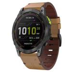 For Garmin Enduro 2 26mm Leather Steel Buckle Watch Band (Light Brown)