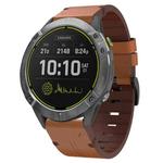 For Garmin Enduro 26mm Leather Steel Buckle Watch Band(Brown)