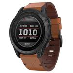 For Garmin Tactix 7 26mm Leather Steel Buckle Watch Band(Brown)