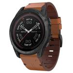 For Garmin Tactix 7 Pro 26mm Leather Steel Buckle Watch Band(Brown)