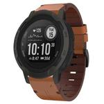 For Garmin Instinct 2 22mm Leather Steel Buckle Watch Band(Brown)