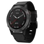 For Garmin Fenix 6 Sapphire GPS 22mm Leather Steel Buckle Watch Band(Black)
