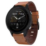 For Garmin Forerunner 955 22mm Leather Steel Buckle Watch Band(Brown)