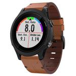 For Garmin Forerunner 935 22mm Leather Steel Buckle Watch Band(Brown)