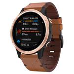 For Garmin Fenix 6S 20mm Leather Steel Buckle Watch Band(Brown)