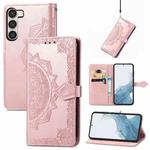 For Samsung Galaxy S23 5G Mandala Flower Embossed Leather Phone Case(Rose Gold)