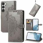 For Samsung Galaxy S23 Plus 5G Mandala Flower Embossed Leather Phone Case(Gray)