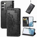 For Samsung Galaxy S23 Ultra 5G Mandala Flower Embossed Leather Phone Case(Black)