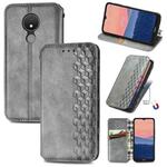 For Nokia C21 Cubic Grid Pressed Magnetic Leather Phone Case(Gray)