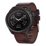 For Garmin Tactix 7Pro 26mm Leather Steel Buckle Watch Band(Brown)