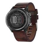 For Garmin Fenix 3 26mm Leather Steel Buckle Watch Band(Brown)