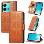 For vivo V25 Grid Leather Flip Phone Case(Brown)