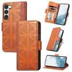 For Samsung Galaxy S23+ 5G Grid Leather Flip Phone Case(Brown)