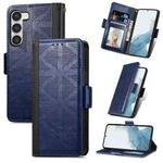 For Samsung Galaxy S23+ 5G Grid Leather Flip Phone Case(Blue)