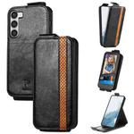 For Samsung Galaxy S23+ 5G Splicing Wallet Card Holder Vertical Flip Leather Phone Case(Black)