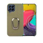 For Samsung Galaxy M53 5G Ring Holder Litchi Texture Genuine Leather Phone Case(Green)