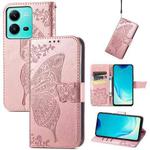 For vivo V25 Butterfly Love Flower Embossed Leather Phone Case(Rose Gold)