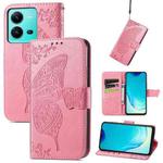 For vivo V25 Butterfly Love Flower Embossed Leather Phone Case(Pink)