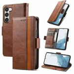 For Samsung Galaxy S23 5G CaseNeo Splicing Dual Magnetic Buckle Leather Phone Case(Brown)