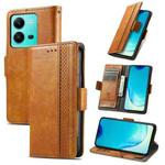 For vivo V25 CaseNeo Splicing Dual Magnetic Buckle Leather Phone Case(Khaki)
