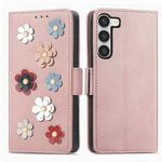 For Samsung Galaxy S23+ 5G Stereoscopic Flowers Leather Phone Case(Rose Gold)