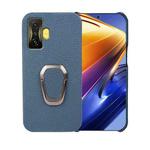 For Xiaomi Poco F4 GT Ring Holder Litchi Texture Genuine Leather Phone Case(Blue)