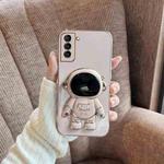 For Samsung Galaxy S22 5G Plating Astronaut Holder Phone Case(Pink)