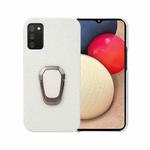 For Samsung Galaxy A02s US Version Ring Holder Litchi Texture Genuine Leather Phone Case(White)