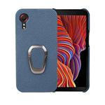For Samsung Galaxy Xcover 5 / Xcover 5s Ring Holder Litchi Texture Genuine Leather Phone Case(Blue)