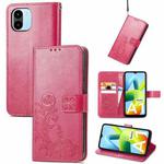 For Xiaomi Redmi A1 Four-leaf Clasp Embossed Buckle Leather Phone Case(Rose)