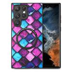 For Samsung Galaxy S23 Ultra 5G Colored Drawing Leather Back Cover Magsafe Phone Case(Purple Scales)