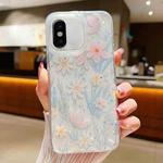 For iPhone X / XS Fresh Small Floral Phone Case  Drop Glue Protective Cover(D03 Floral Pink)