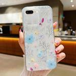 For iPhone 7 Plus / 8 Plus Fresh Small Floral Phone Case  Drop Glue Protective Cover(D05 Blue Floral)