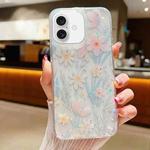 For iPhone 16 Fresh Small Floral Epoxy TPU Phone Case(D03 Floral Pink)