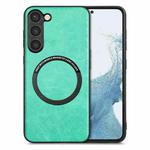 For Samsung Galaxy S23+ 5G Solid Color Leather Back Cover Magsafe Phone Case(Green)