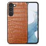 For Samsung Galaxy S23+ 5G Crocodile Grain Leather Back Cover Phone Case(Brown)