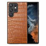 For Samsung Galaxy S23 Ultra 5G Crocodile Grain Leather Back Cover Phone Case(Brown)