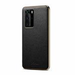 Suteni Litchi Leather Electroplated Soft Edge Phone Case For Huawei P40(Black)
