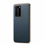 Suteni Litchi Leather Electroplated Soft Edge Phone Case For Huawei P40(Blue)