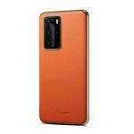 Suteni Litchi Leather Electroplated Soft Edge Phone Case For Huawei P40(Orange)