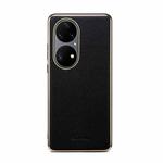 Suteni Litchi Leather Electroplated Soft Edge Phone Case For Huawei P50 Pro(Black)