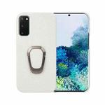 For Samsung Galaxy S20 Ring Holder Litchi Texture Genuine Leather Phone Case(White)